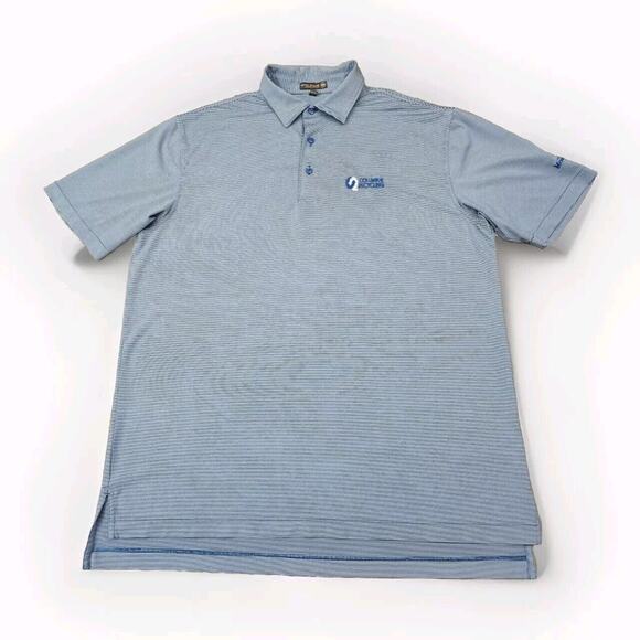 Peter Millar Shirt Mens Large Blue Summer Comfort Polo Golf Short Sleeve Stripe - Picture 1 of 14